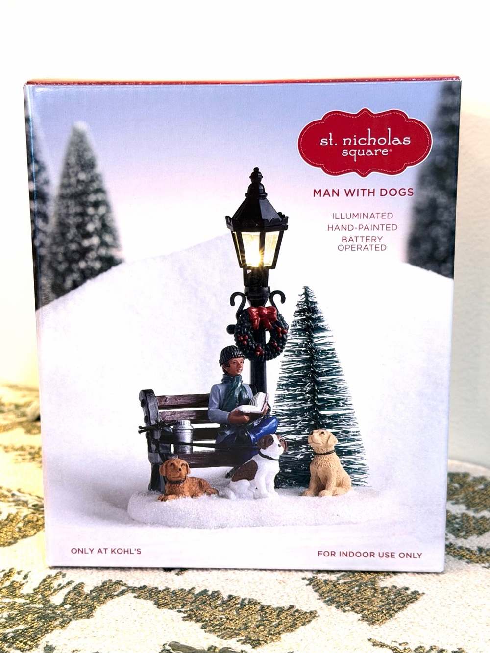 St. Nicholas Square Man With Dogs Lighted Christmas Village 2024 NIB